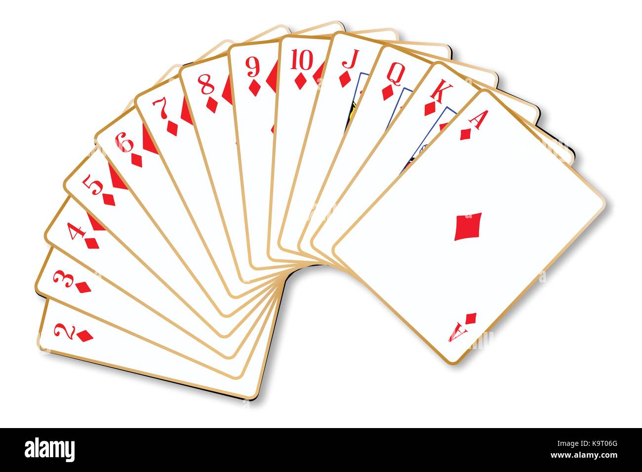 El juego de cartas en el palo de diamantes sobre un fondo blanco Imagen  Vector de stock - Alamy