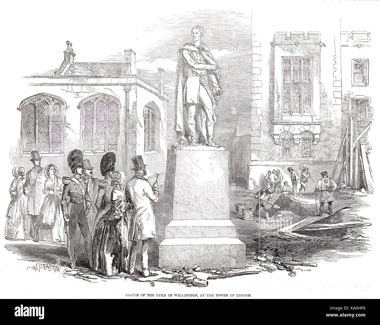 Estatua del Duque de Wellington en la Torre de Londres, 1848 Foto de stock