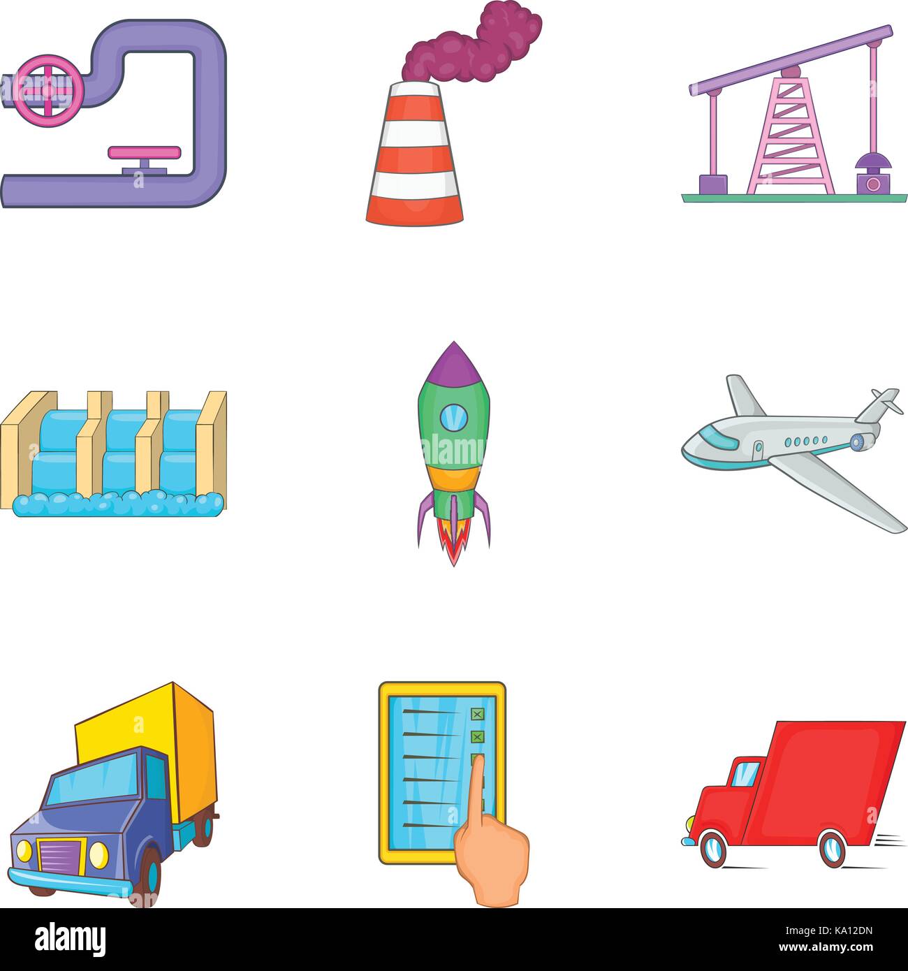 Iconos de empresas industriales, estilo de dibujos animados Imagen Vector  de stock - Alamy