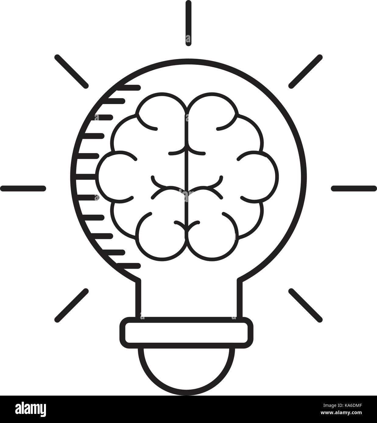 Con lámpara de línea dentro del cerebro para el diseño creativo Imagen  Vector de stock - Alamy