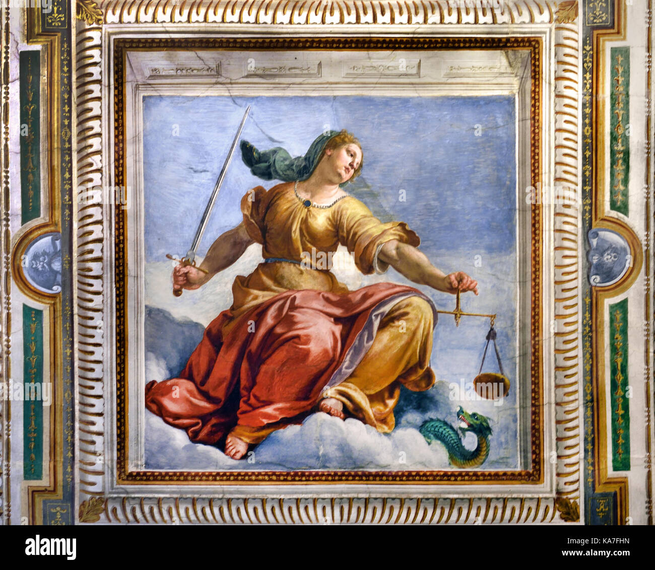 La dama de la justicia fresco en el Palacio Pitti 1458 (era la ciudad de  residencia de Luca Pitti, un banquero Florentino ambicioso. ) La Florencia  renacentista, Italiano ,Italia Fotografía de stock - Alamy