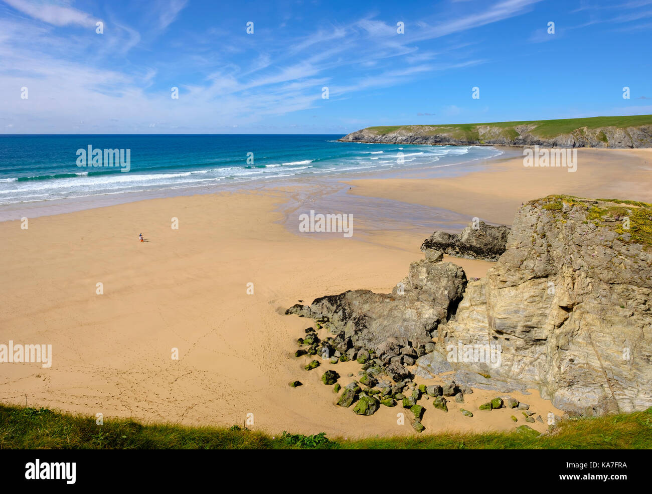 Playa de holywell, Holywell Bay, cerca de Newquay, Cornwall, Inglaterra, Gran Bretaña Foto de stock