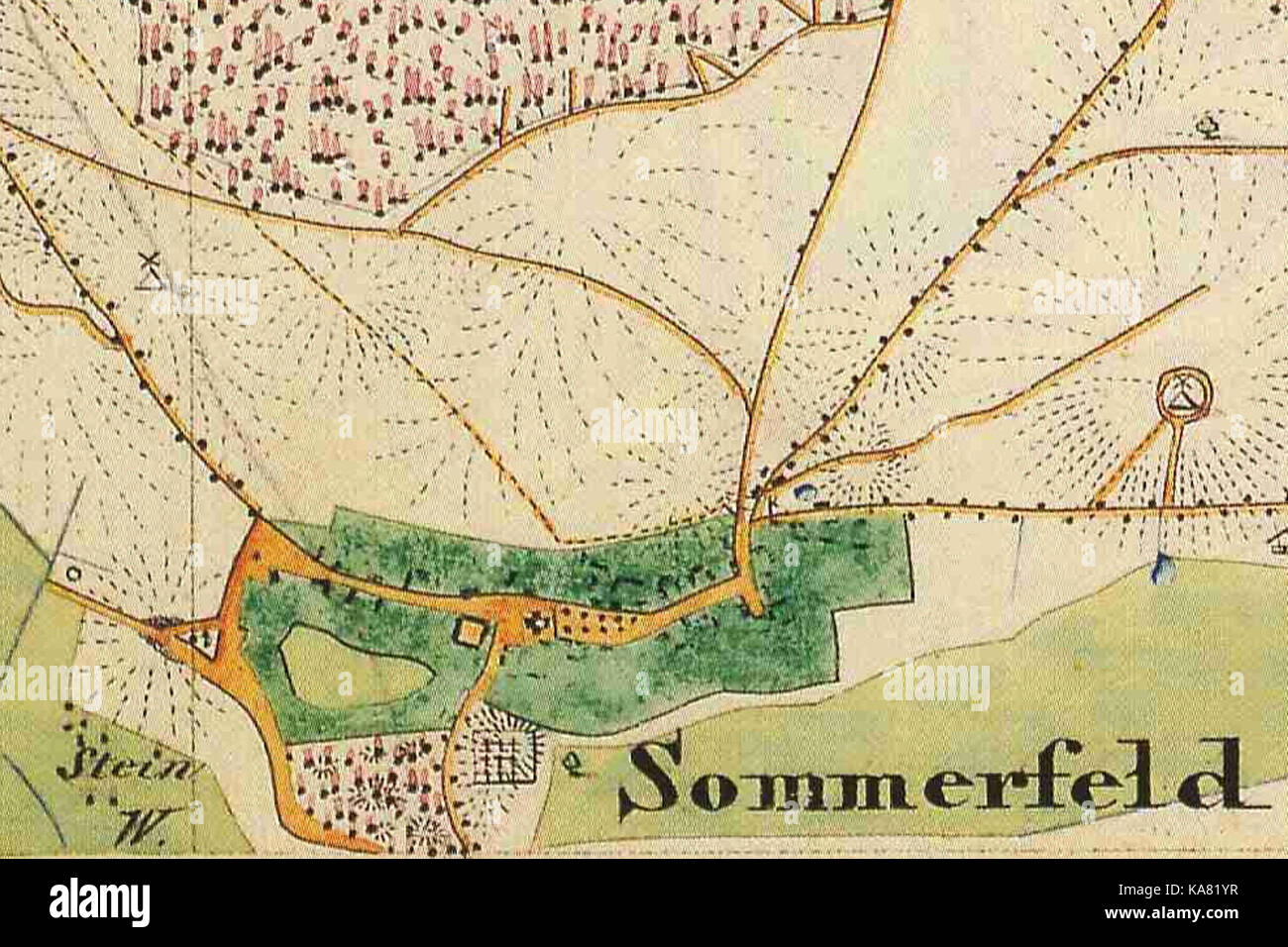 1840 Sommerfeld Urmesstischblatt Foto de stock