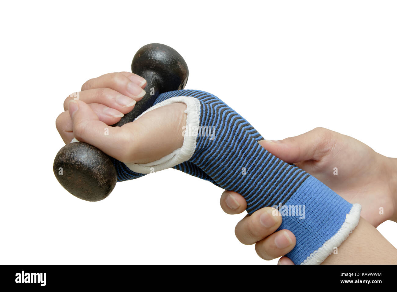 Mano de mujer con apoyo muñeca apretar una pelota suave para ejercer mano , mano de rehabilitación Fotografía de stock - Alamy