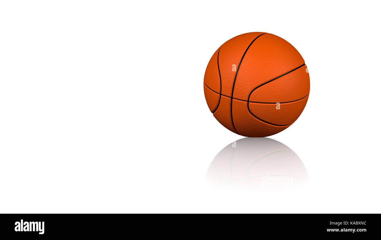 Cierre en una pelota de baloncesto sobre un piso blanco reflectante  Fotografía de stock - Alamy