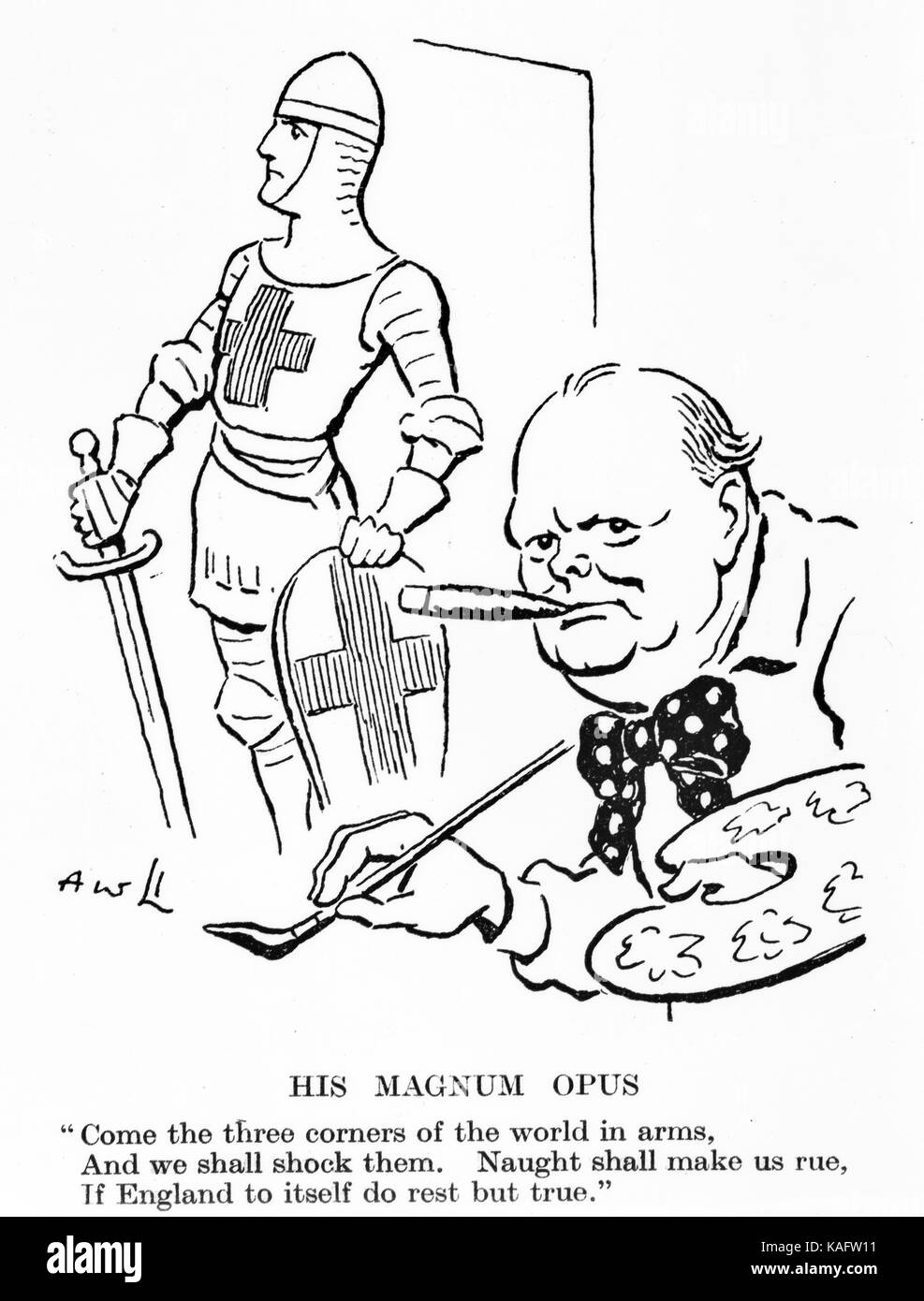 Churchill cartoon Foto de stock