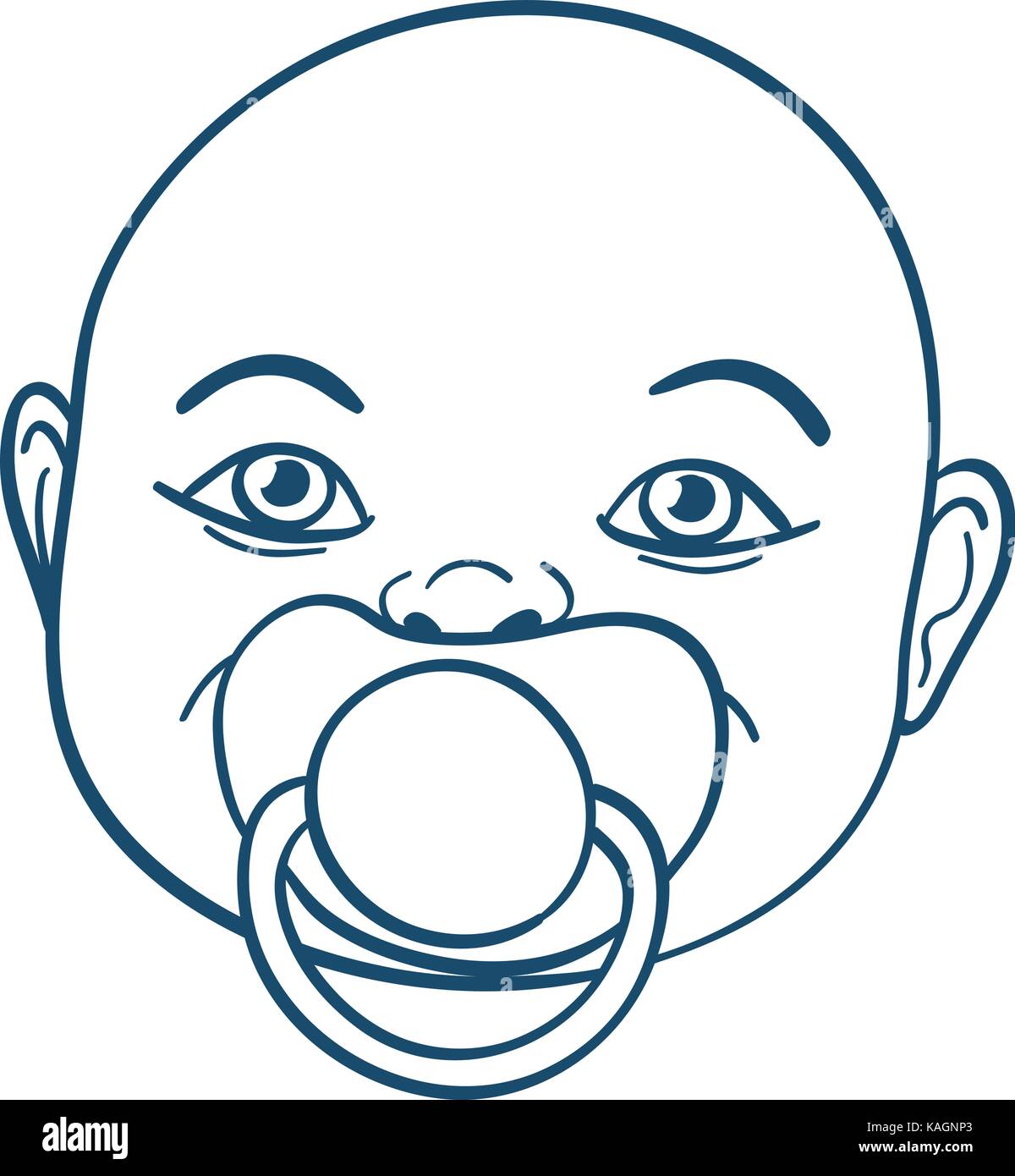 Retrato De Cabeza De Bebe Con Chupete Dibujo Vectorial Imagen Vector De Stock Alamy