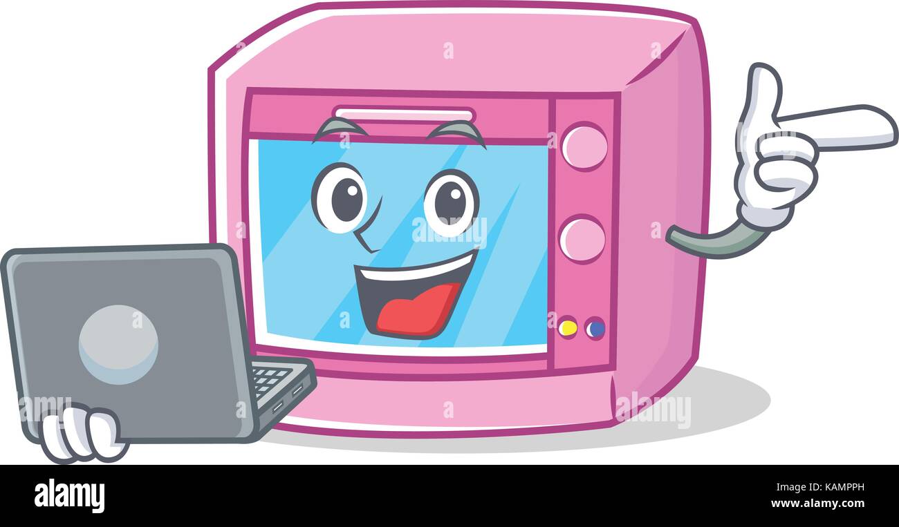 Con horno microondas portátil cartoon character Imagen Vector de stock -  Alamy