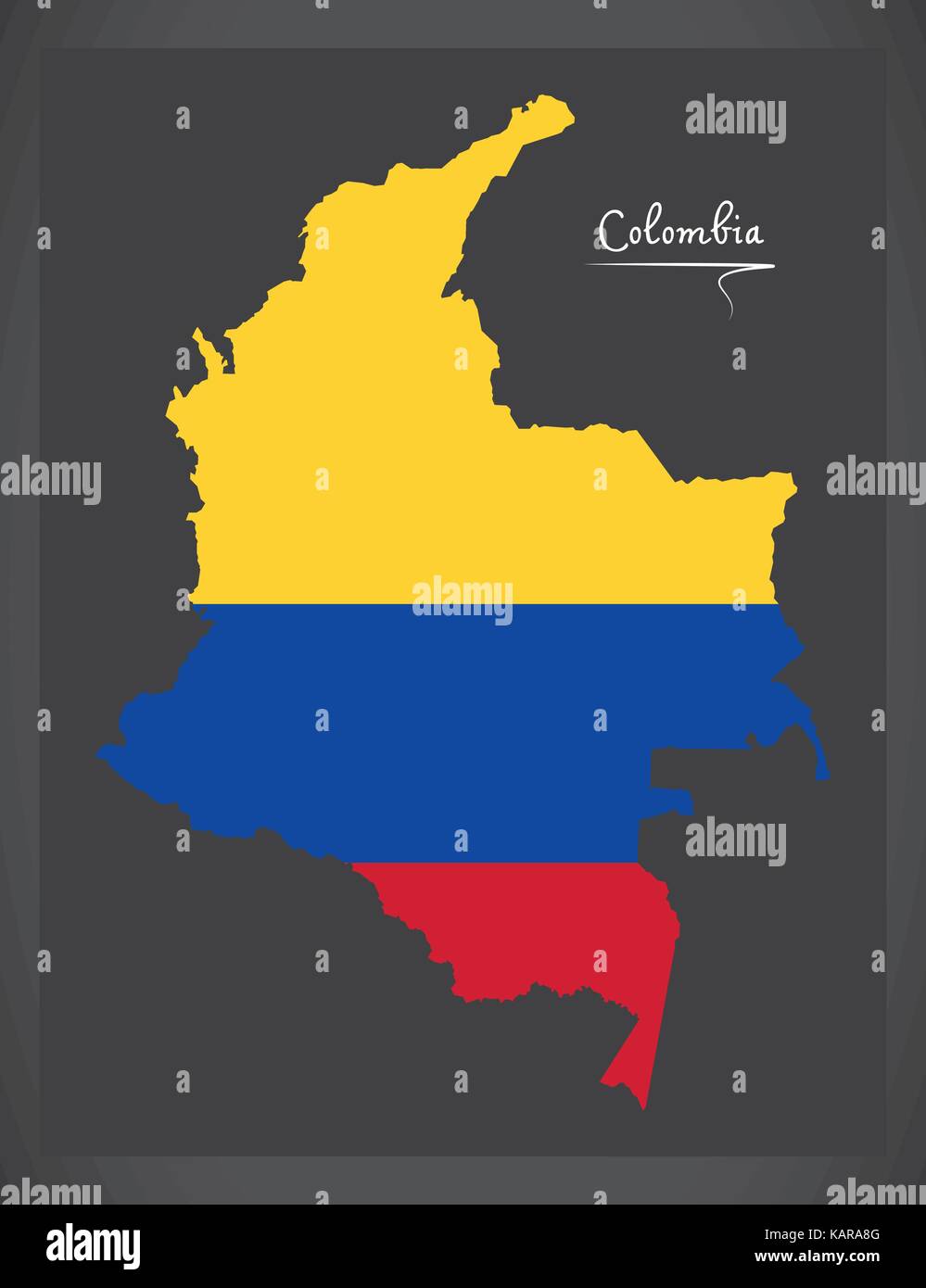 Colombia mapa de colombia con la ilustración de la bandera nacional de