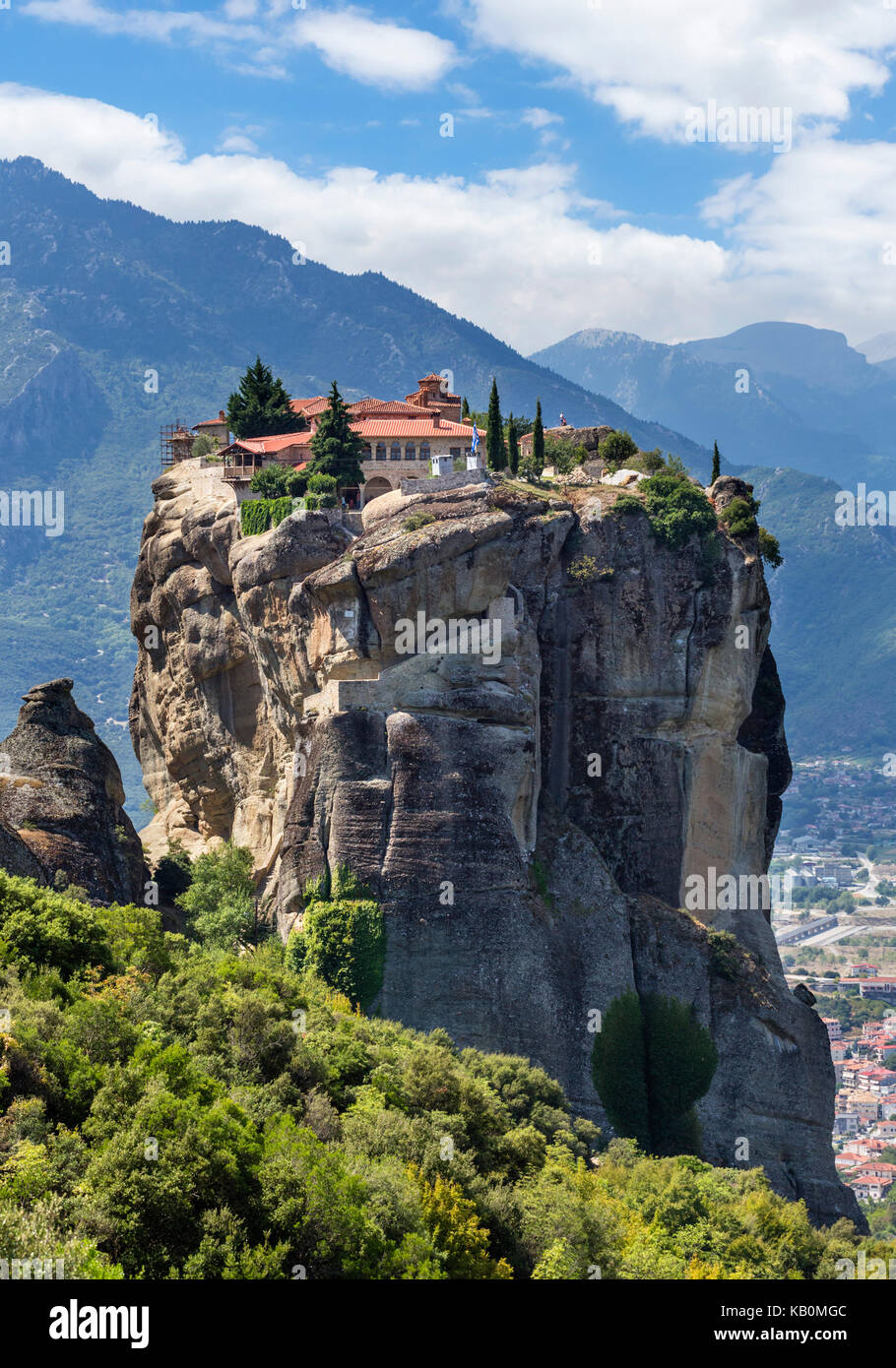 El Monasterio de Ayias Triadhos (Ayia Triada), monasterios Meteora, Kalambaka, Grecia Foto de stock