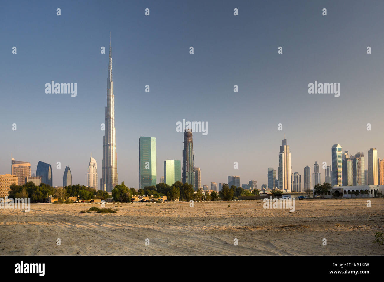 Vista en el Burj Khalifa Gebäude, centro de la ciudad, Dubai, Foto de stock