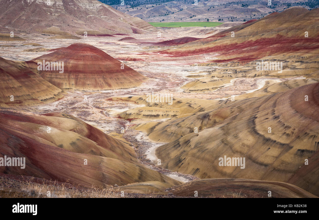 Imagen panorámica de cerros pintados monumento nacional el colorido sedimentos de mudstone, siltstone y lutitas, Oregon, USA. Foto de stock