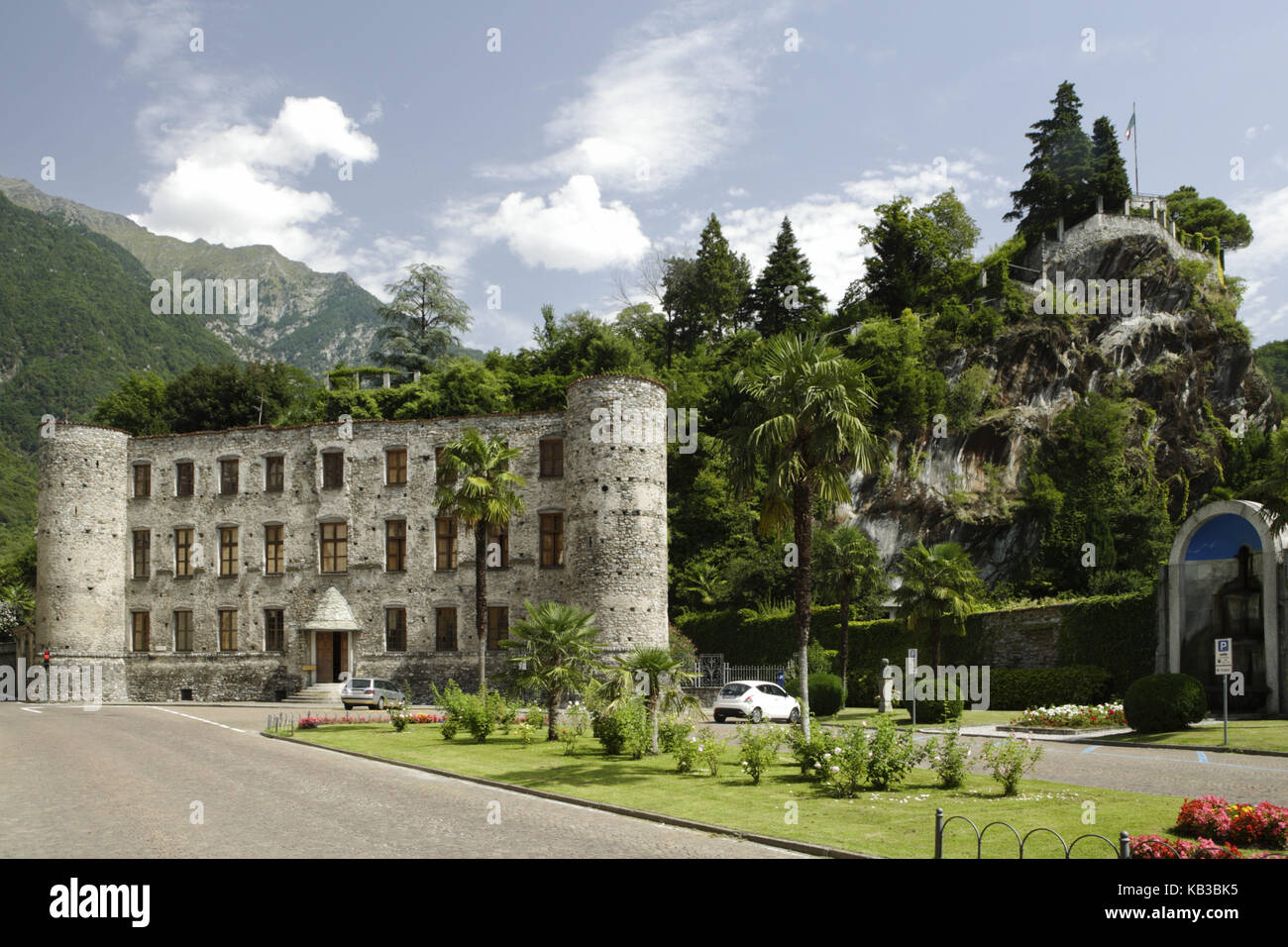 Palazzo dei conti biturrito balbiani, il Castello, chiavenna, Sondrio, Lombardía, Italia, Foto de stock