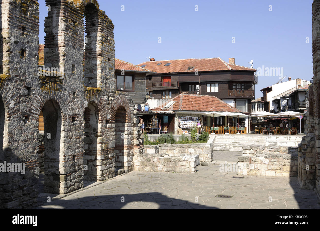 Nessebar, iglesia de Santa Sofía, antigua polis metro iglesia, 5.-6%., la ruina, el mar Negro, Bulgaria, Europa Foto de stock