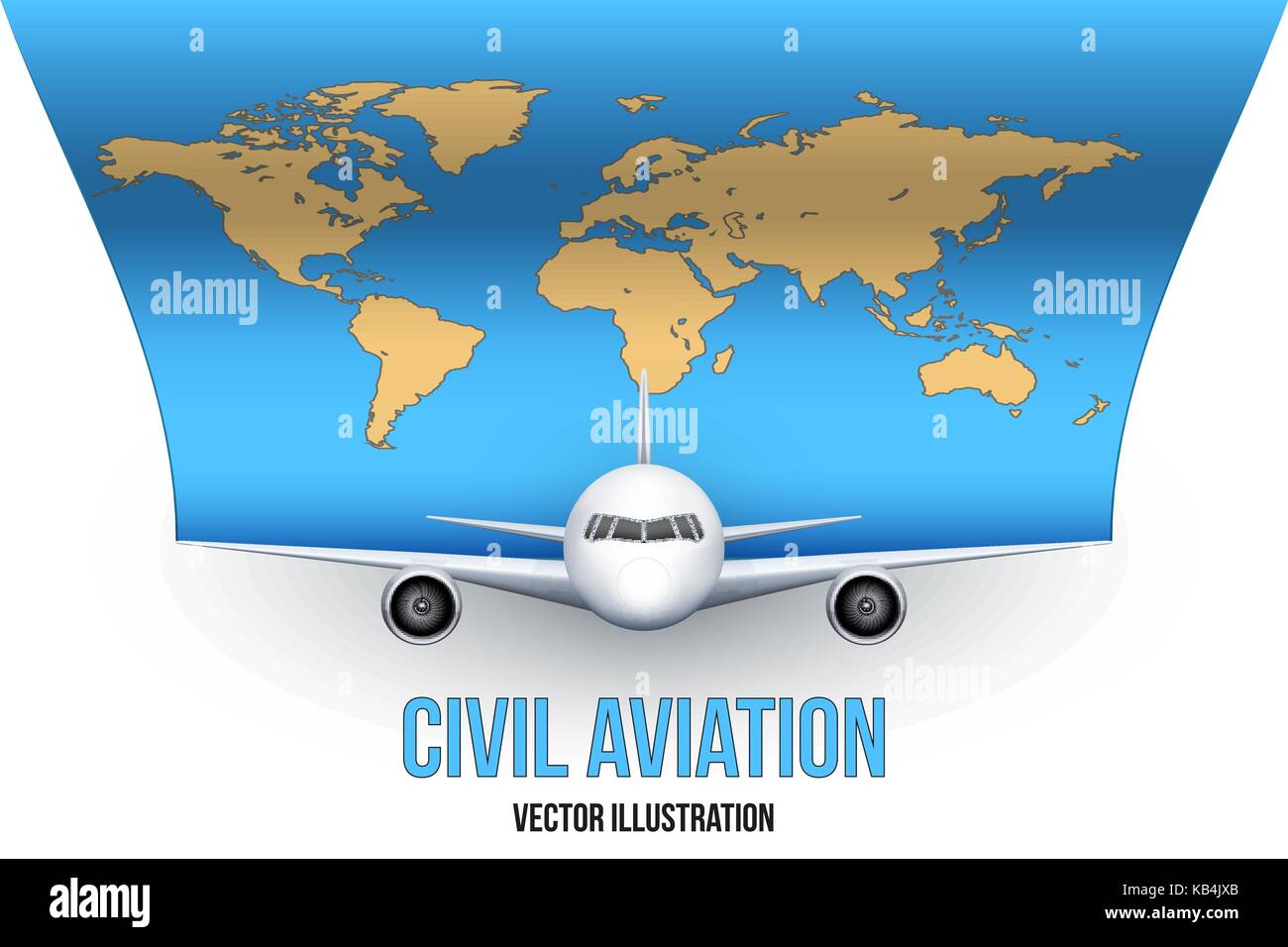 Las aeronaves civiles con mapa del mundo Ilustración del Vector