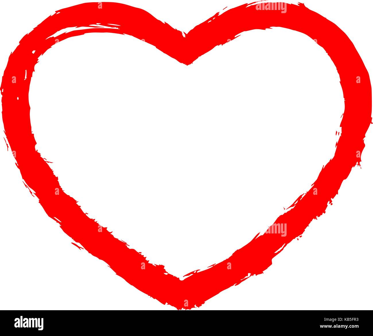 Corazón rojo, pintado por el contorno de trazo de pintura pincel. tinta  dibujo creado en la técnica artesanal ilustración vectorial Imagen Vector  de stock - Alamy