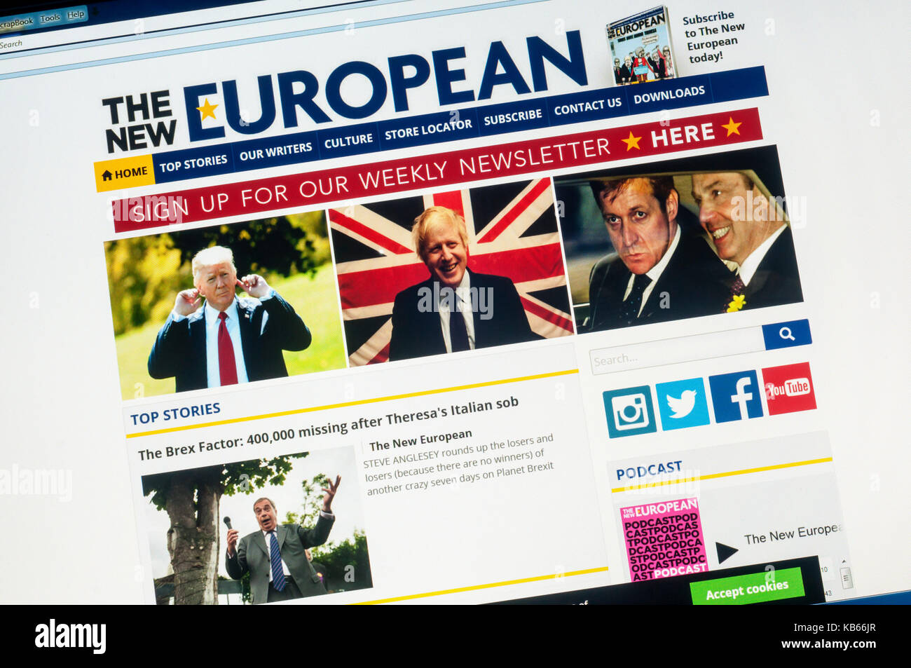 Página de inicio del pro-UE y anti-Brexit Alternativa sitios web de noticias de la nueva Unión. Foto de stock