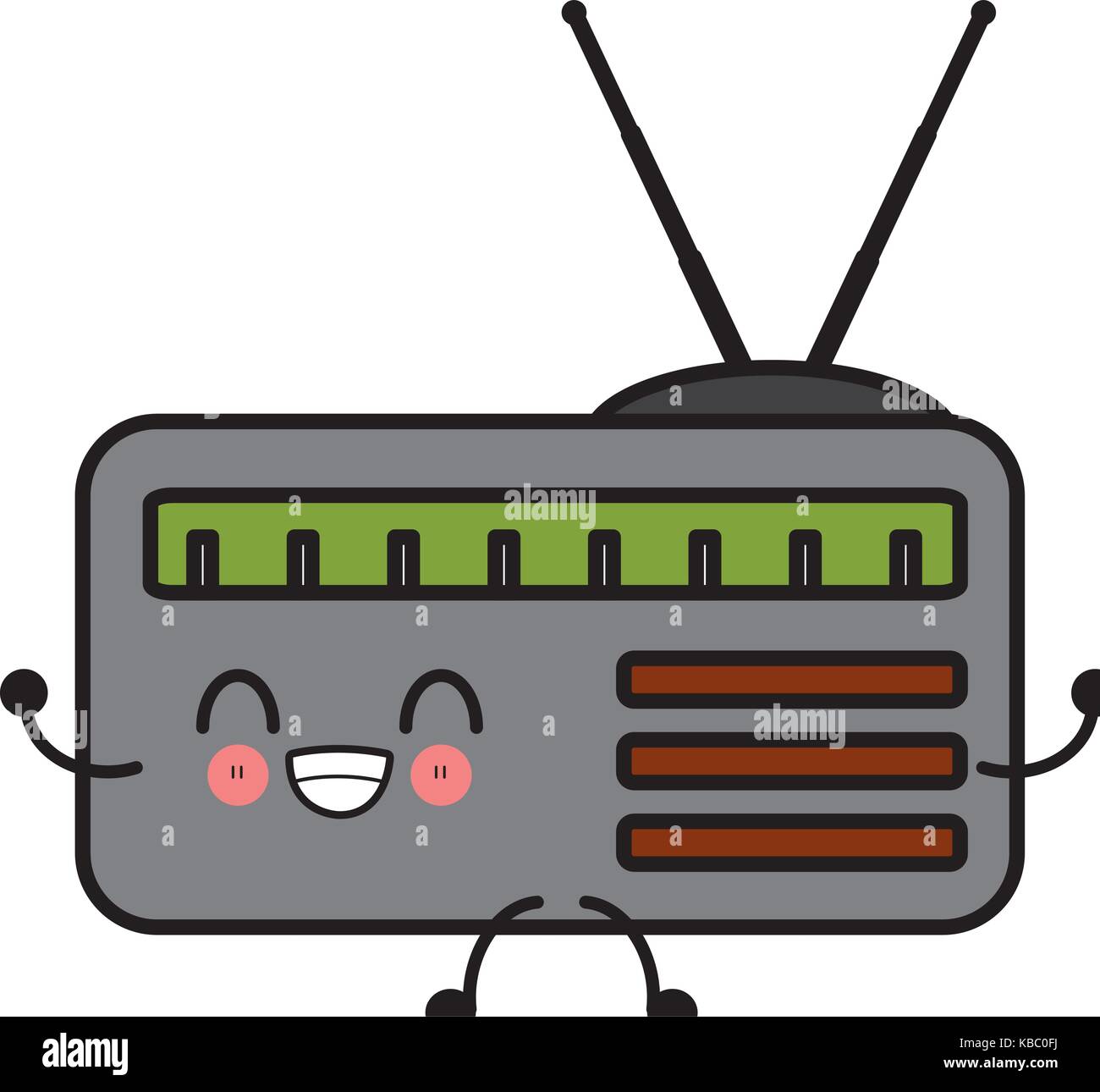Antigua radio stereo cute kawaii cartoon Imagen Vector de stock - Alamy