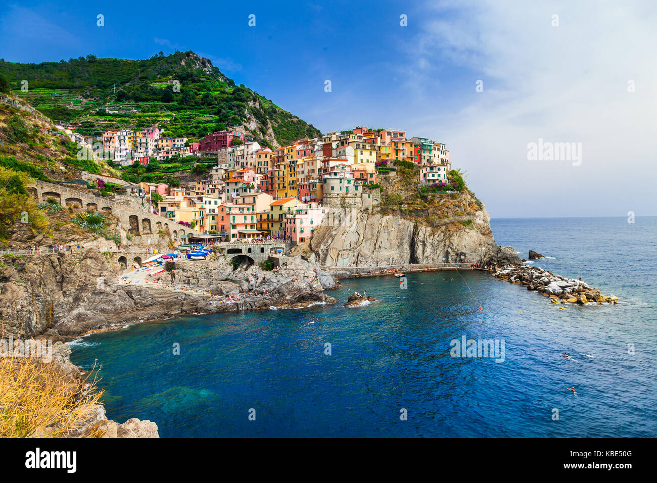 Más bellas aldeas italianas - monarola en Cinque Terre , lliguria Foto de stock