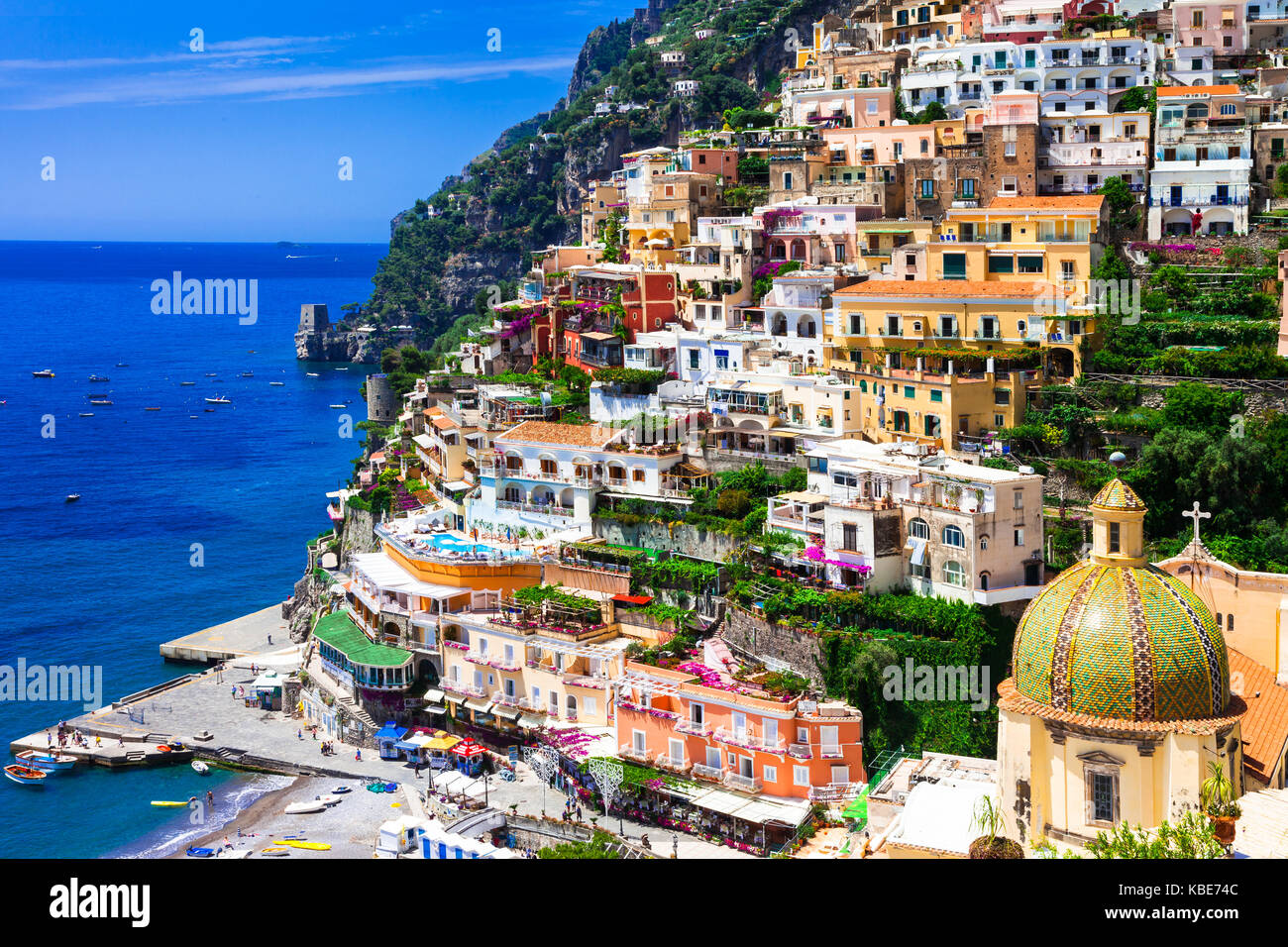 Pintoresca positano - hermosa costa de Amalfi . Italia, región de Campania Foto de stock