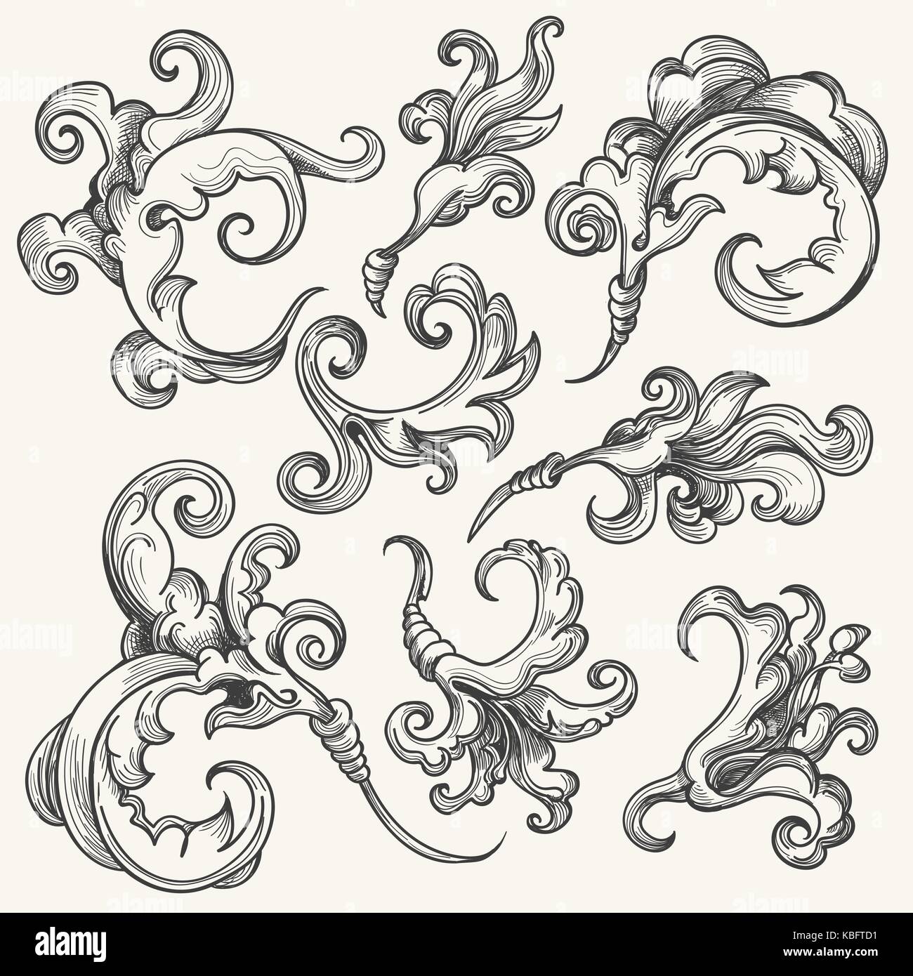 Vintage barroco ornamento floral victoriana leaf desplazarse juego