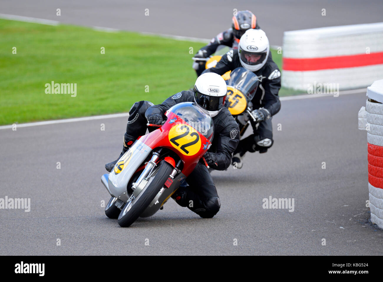 1966 MV Agusta 500/3 propiedad de Joaquin Folch Rusinol racing en Goodwood Revival 2017. Espacio para copiar Foto de stock