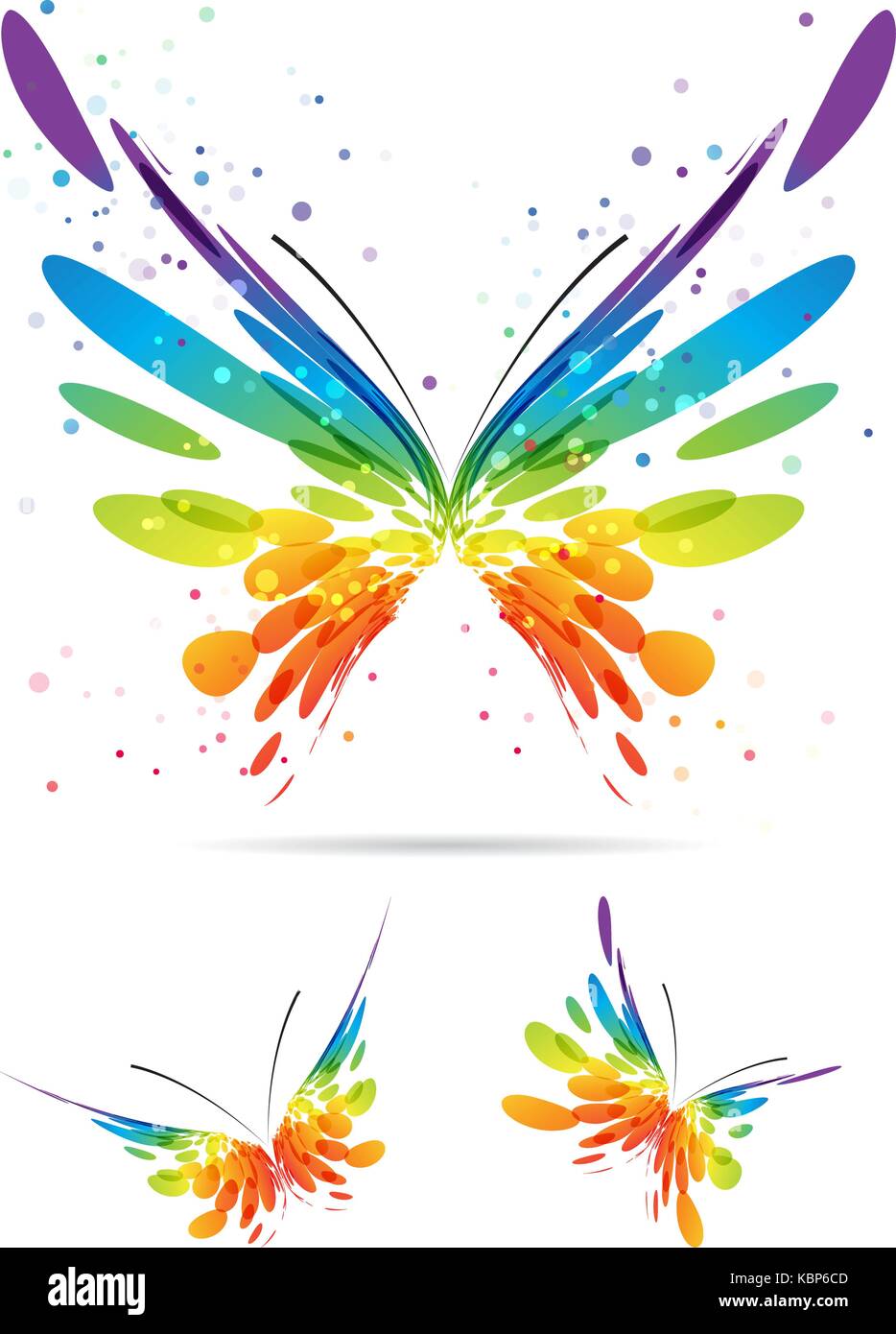Conjunto mariposas coloridas sobre fondo blanco. Ilustración del Vector