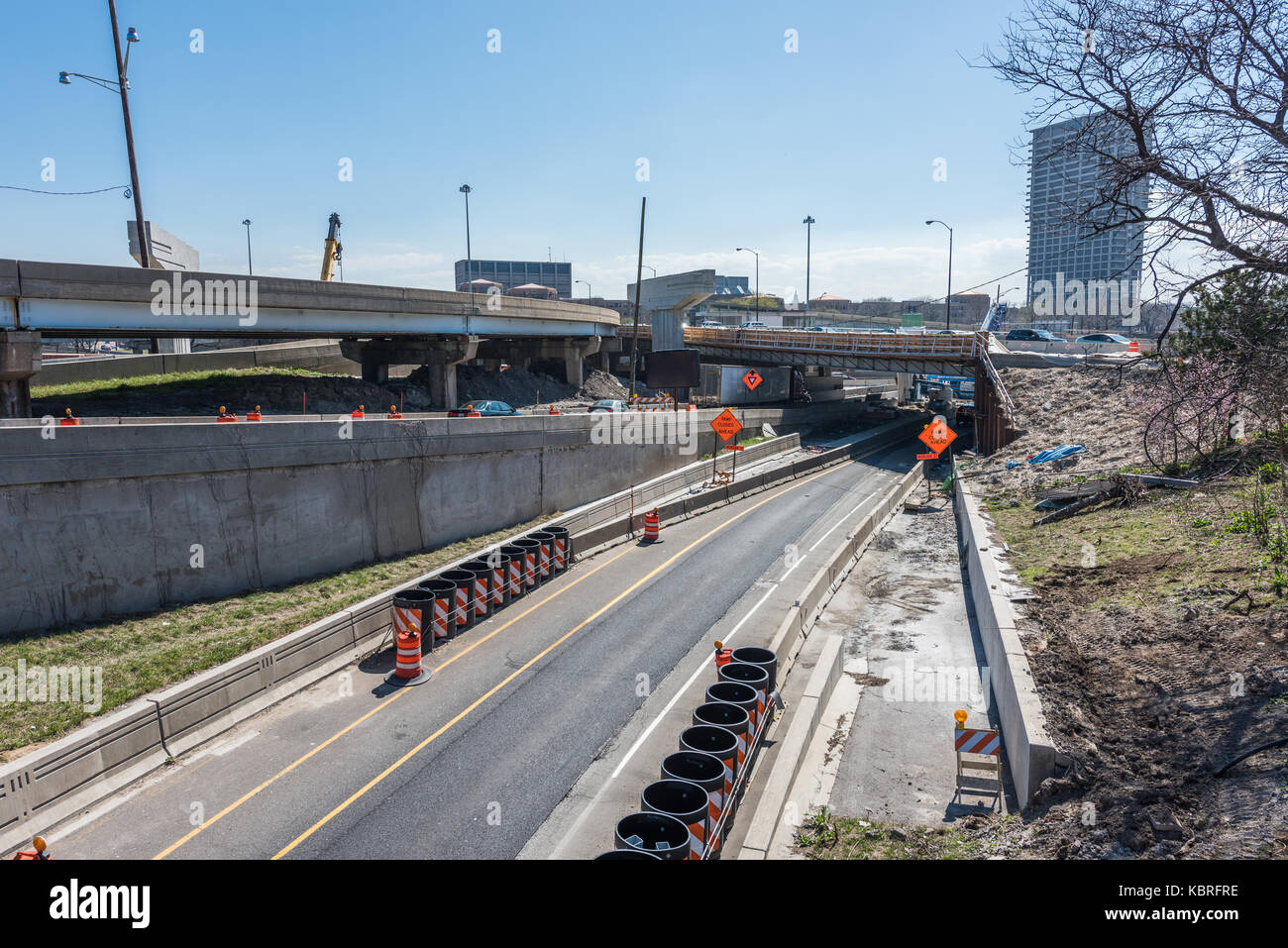 Reconstrucción de la Jane Byrne intercambio de círculo en el centro de Chicago. Foto de stock