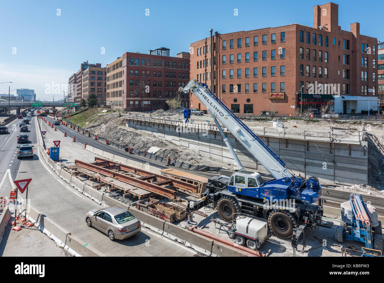 Reconstrucción de la Jane Byrne intercambio de círculo en el centro de Chicago. Foto de stock