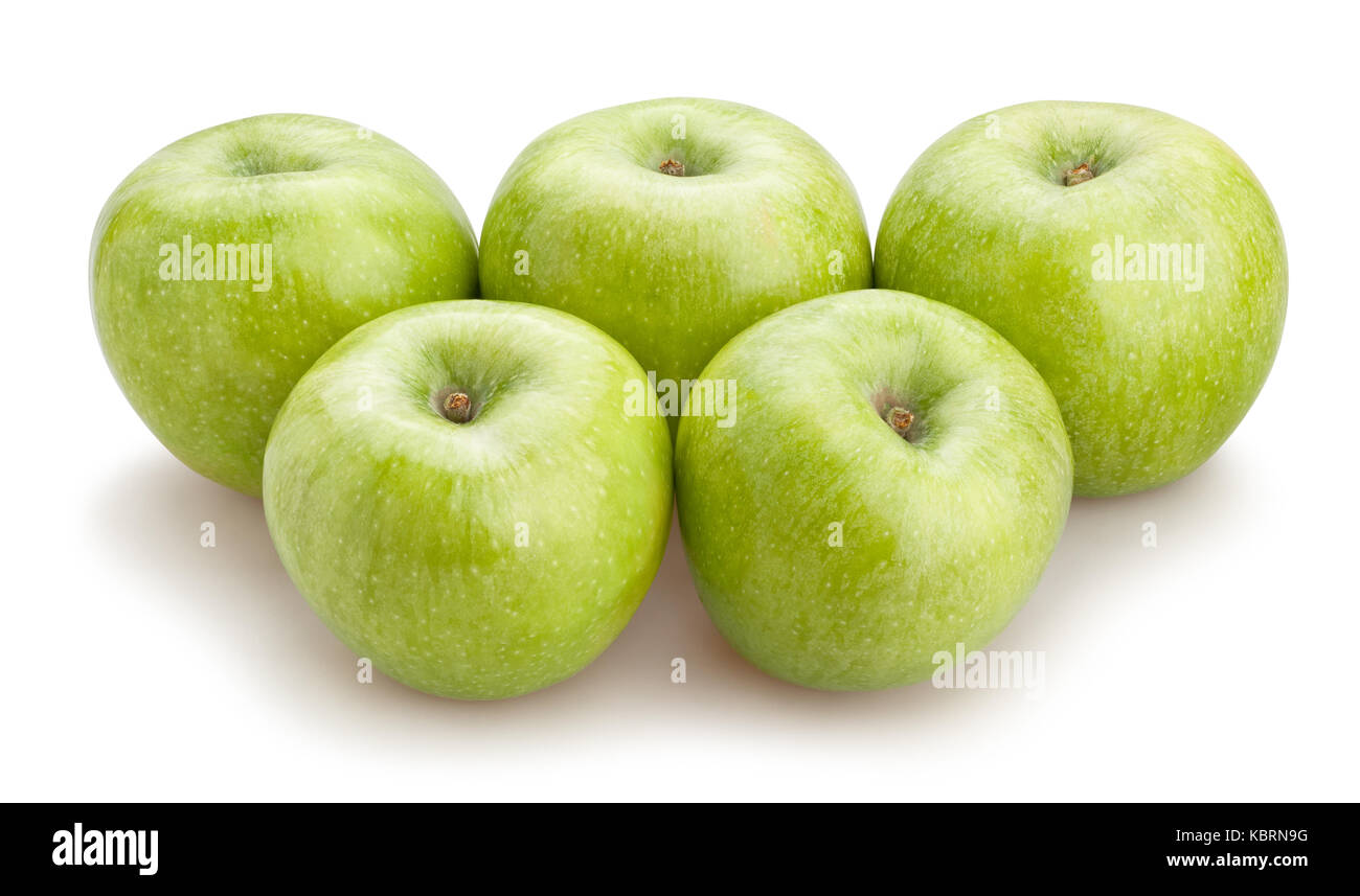 Ruta de manzana verde aislado Foto de stock