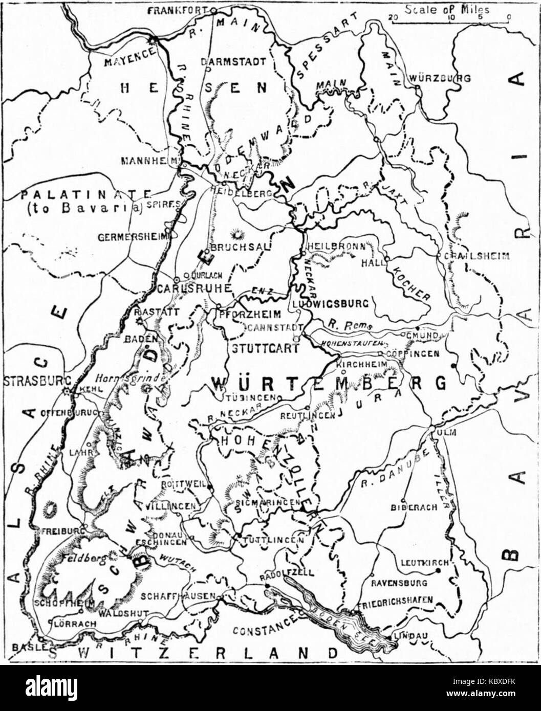 La Britannica, el Gran Ducado de Baden Mapa Fotografía de stock Alamy