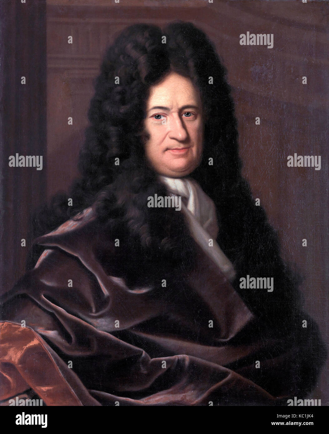 Gottfried WILHELM LEIBNITZ (1646-1716) matemático y filósofo alemán. Pintado por Bernhard Francke en 1729 Foto de stock