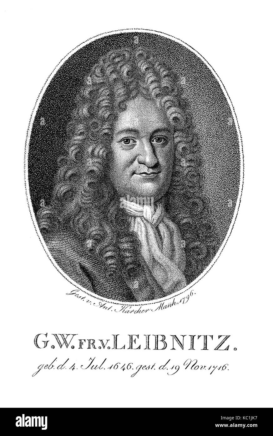 Gottfried WILHELM LEIBNITZ (1646-1716) matemático y filósofo alemán Foto de stock