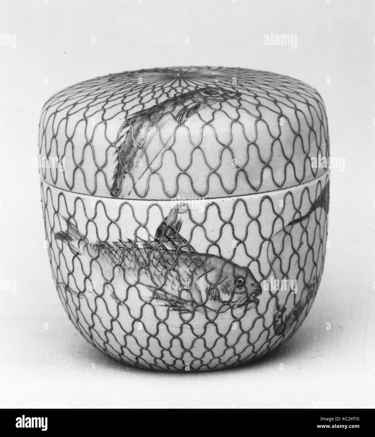 Caddy té (Natsume), del período Edo (1615-1868), 1800-1830, el Japón, la cerámica cubiertos con esmalte pintado diseños (Izumo ware, Fujina Foto de stock