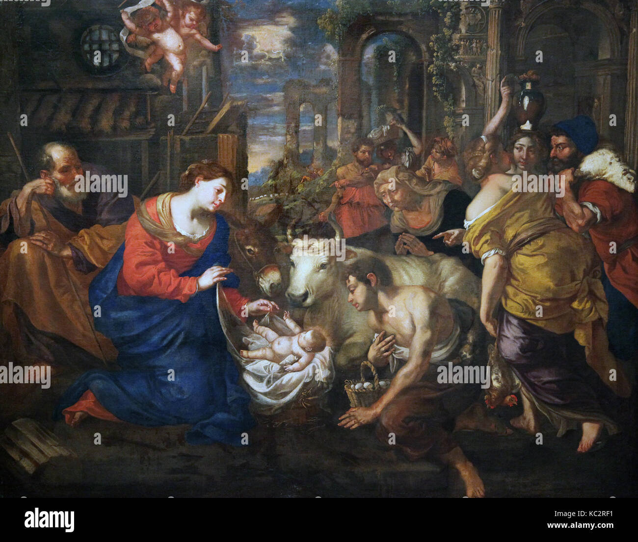 Adoración de los pastores de 1640 por Nicolo de Simone 1636-1655 Foto de stock
