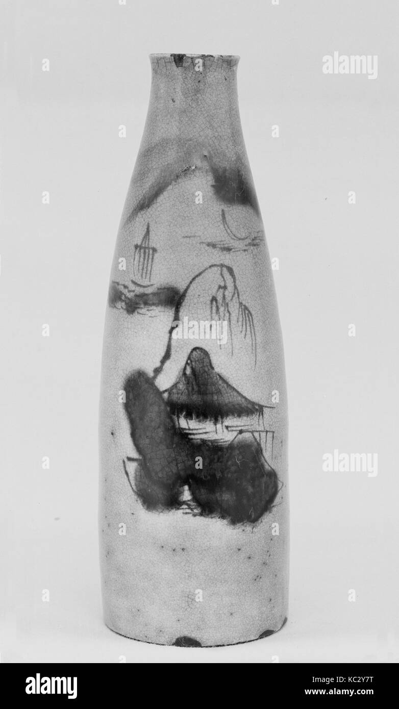 Botella, del siglo XIX, Japón, arcilla cubierto con un barniz