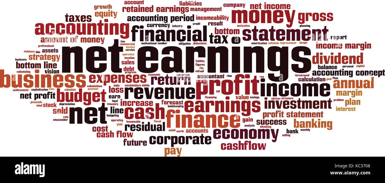 Las ganancias netas palabra nube concepto. Collage hecho de palabras sobre  los ingresos netos. Ilustración vectorial Imagen Vector de stock - Alamy