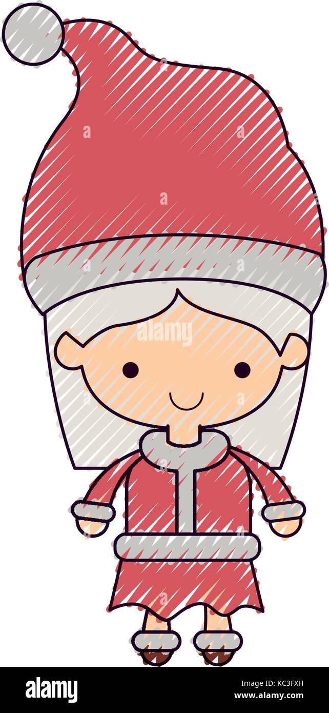 Santa Claus mujer sonriendo de cuerpo completo de dibujos animados  expresión en lápiz de color silueta sobre fondo blanco Imagen Vector de  stock - Alamy