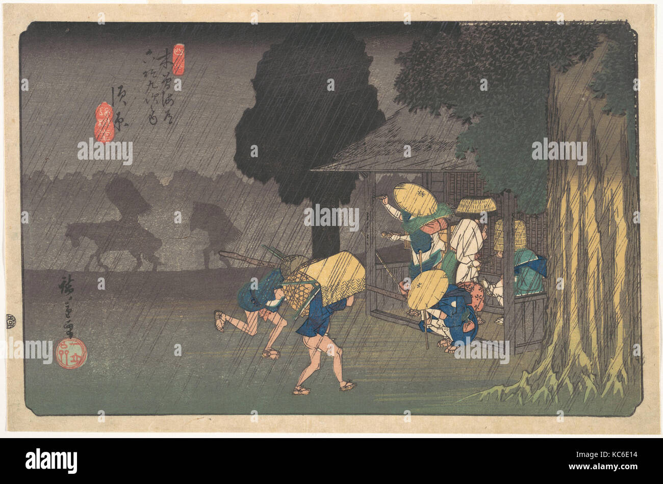 木曽海道六拾九次之内 須原, Suhara, de las sesenta y nueve estaciones del Kisokaidō, Utagawa Hiroshige, ca. 1838 Foto de stock