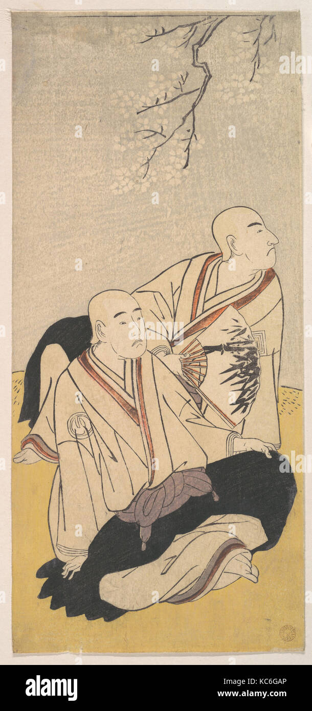 La tercera Sawamura Sojuro & la segunda Ichikawa Monnosuke como monjes budistas, Katsukawa Shunshō, 1791 Foto de stock