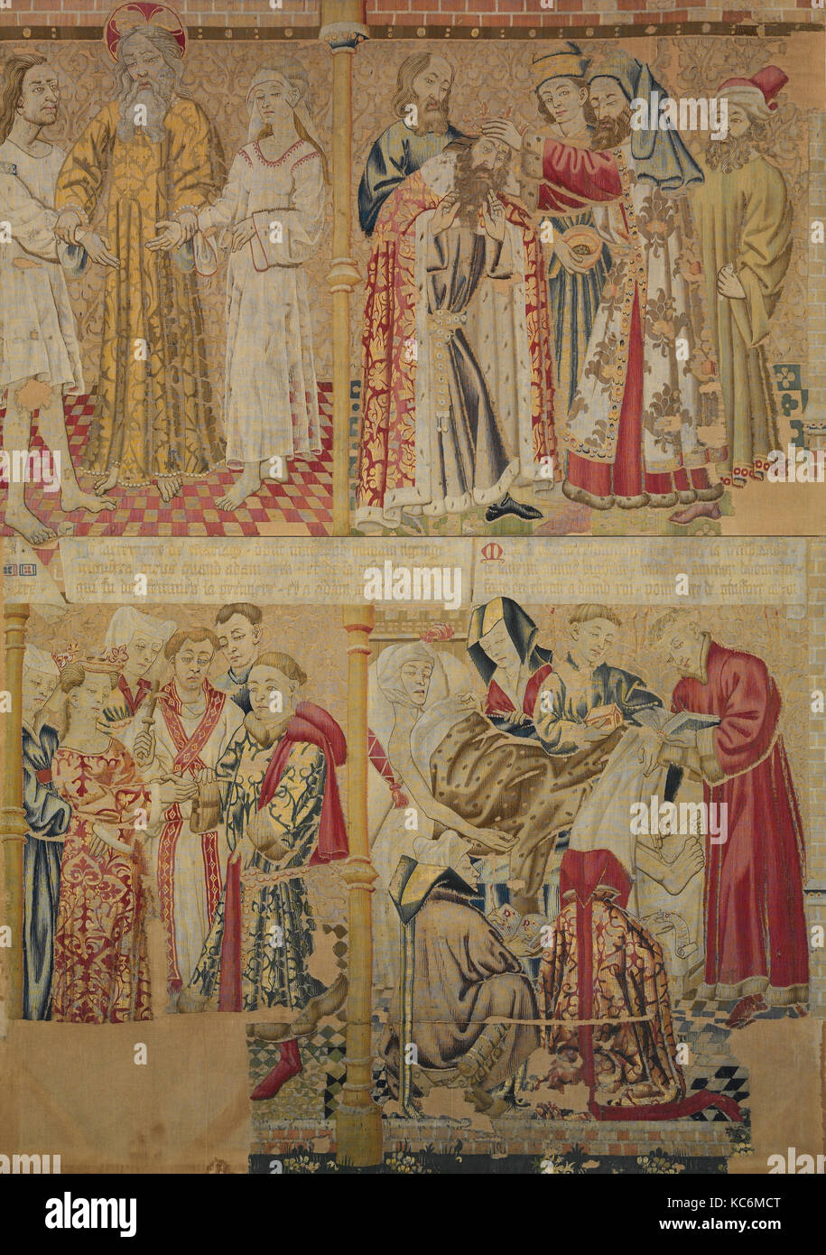 Escenas de la historia de los siete sacramentos, Dios el Padre uniendo a Adán y Eva, y David siendo rey en Hebrón Annoited Foto de stock