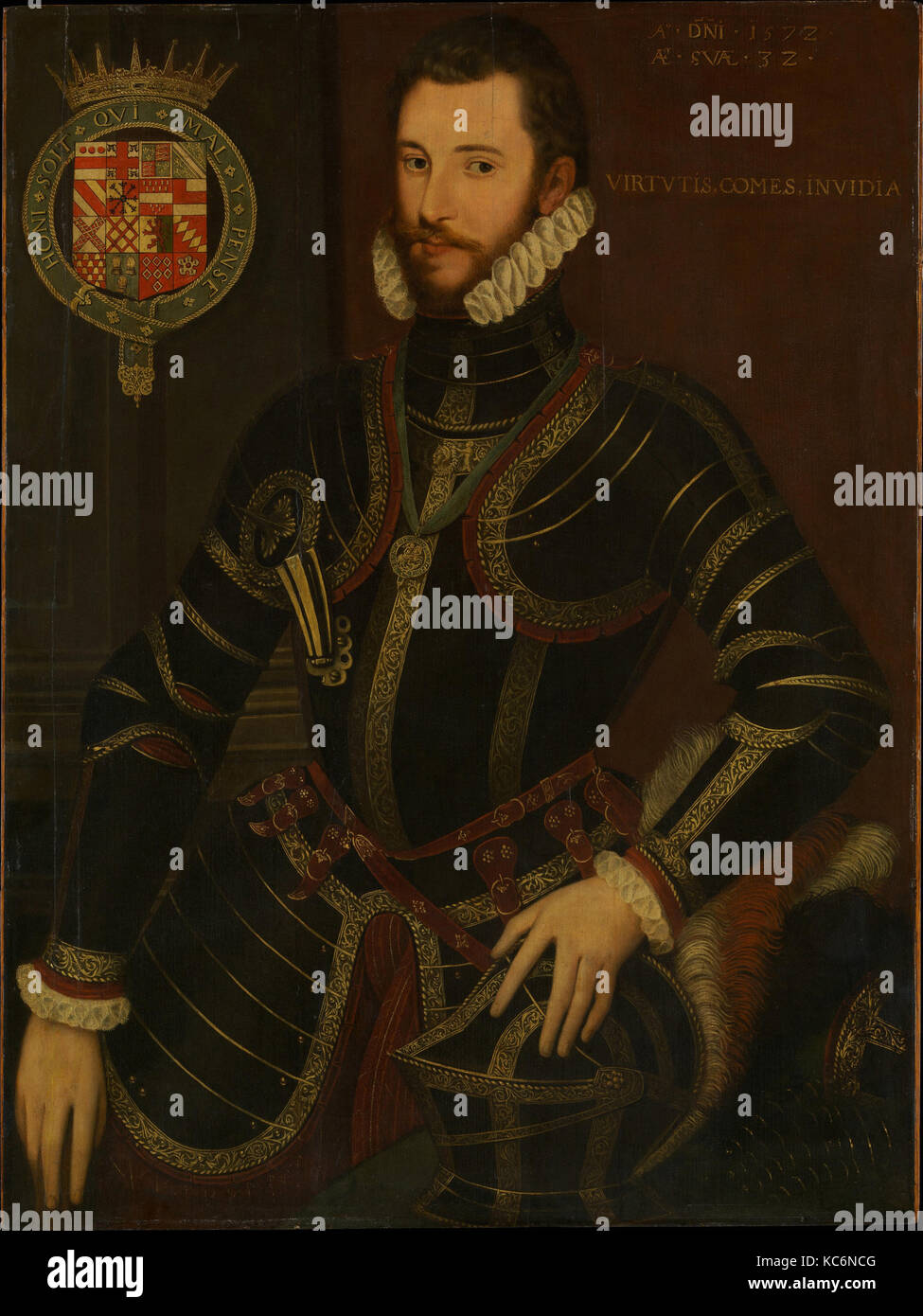 Retrato de Walter Devereux (1539-1576), primer conde de Essex, pintor británico, con fecha de 1572 Foto de stock