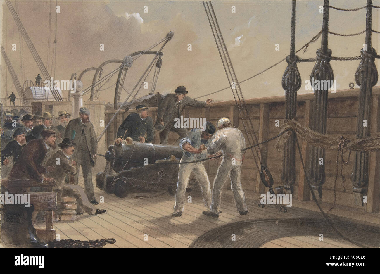 Empalmar el cable (después del primer accidente) a bordo del Great Eastern, Julio 25th, 1865, Robert Charles Dudley, 1865-66 Foto de stock