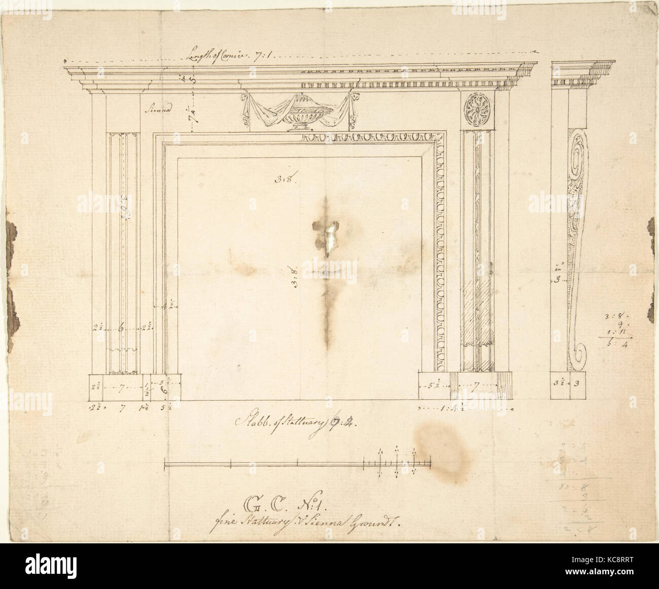 Diseño de un Chimneypiece, Sir William Chambers, 1740-1800 Foto de stock