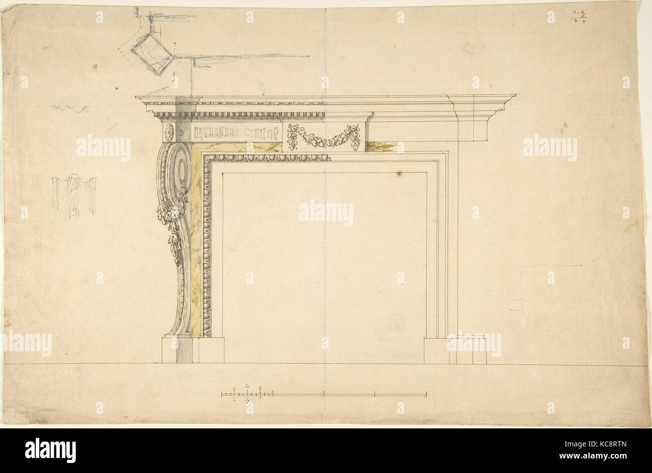 Diseño de un Chimneypiece, Sir William Chambers, 1740-1800 Foto de stock