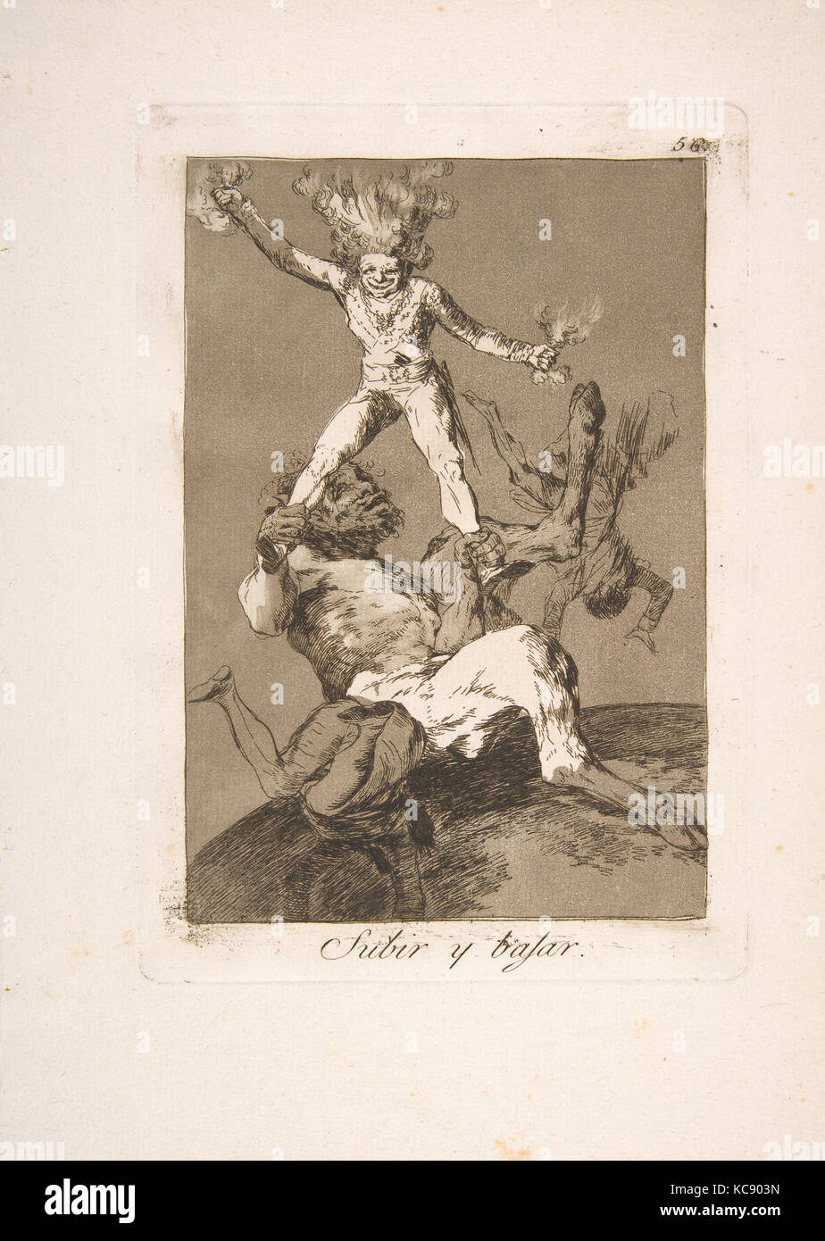 56 Chapa de 'Los Caprichos': subiendo y bajando (Subir y bajar), Goya, 1799 Foto de stock