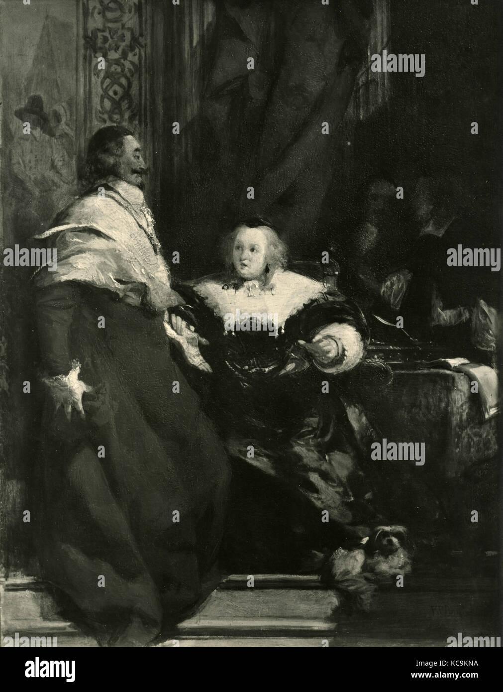 Mazarin y Ana de Austria, la pintura por Richard Parkes Bonnington Foto de stock