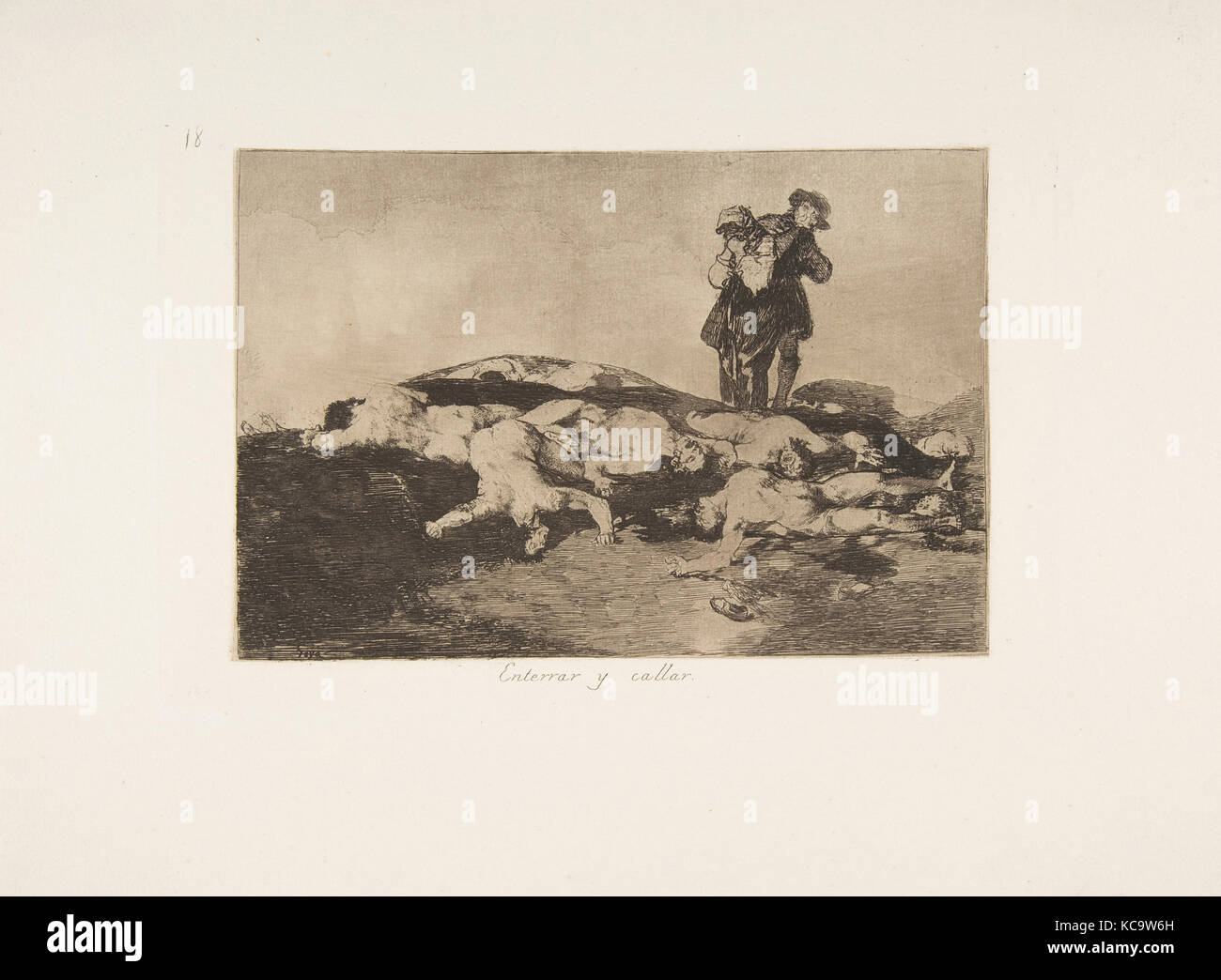 Placa18 de 'Los Desastres de la guerra' (Los Desastres de la Guerra): "Enterrar y callar.' (Enterrar y callar.), Goya, 1810 Foto de stock
