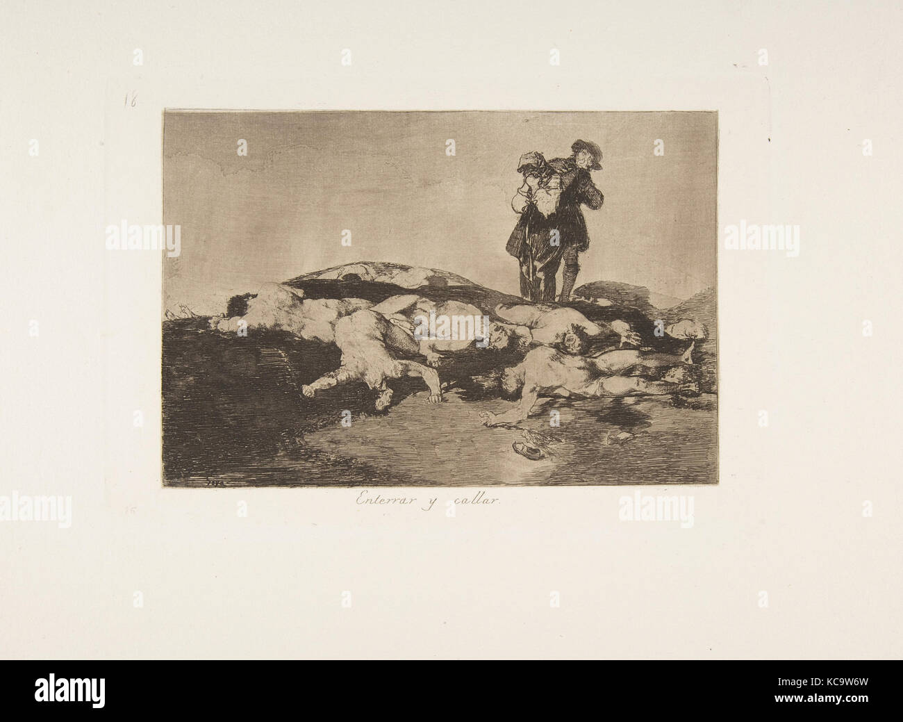 18 Chapa de 'Los Desastres de la guerra' (Los Desastres de la Guerra): "Enterrar y callar'(Enterrar y callar), Goya, 1810 Foto de stock