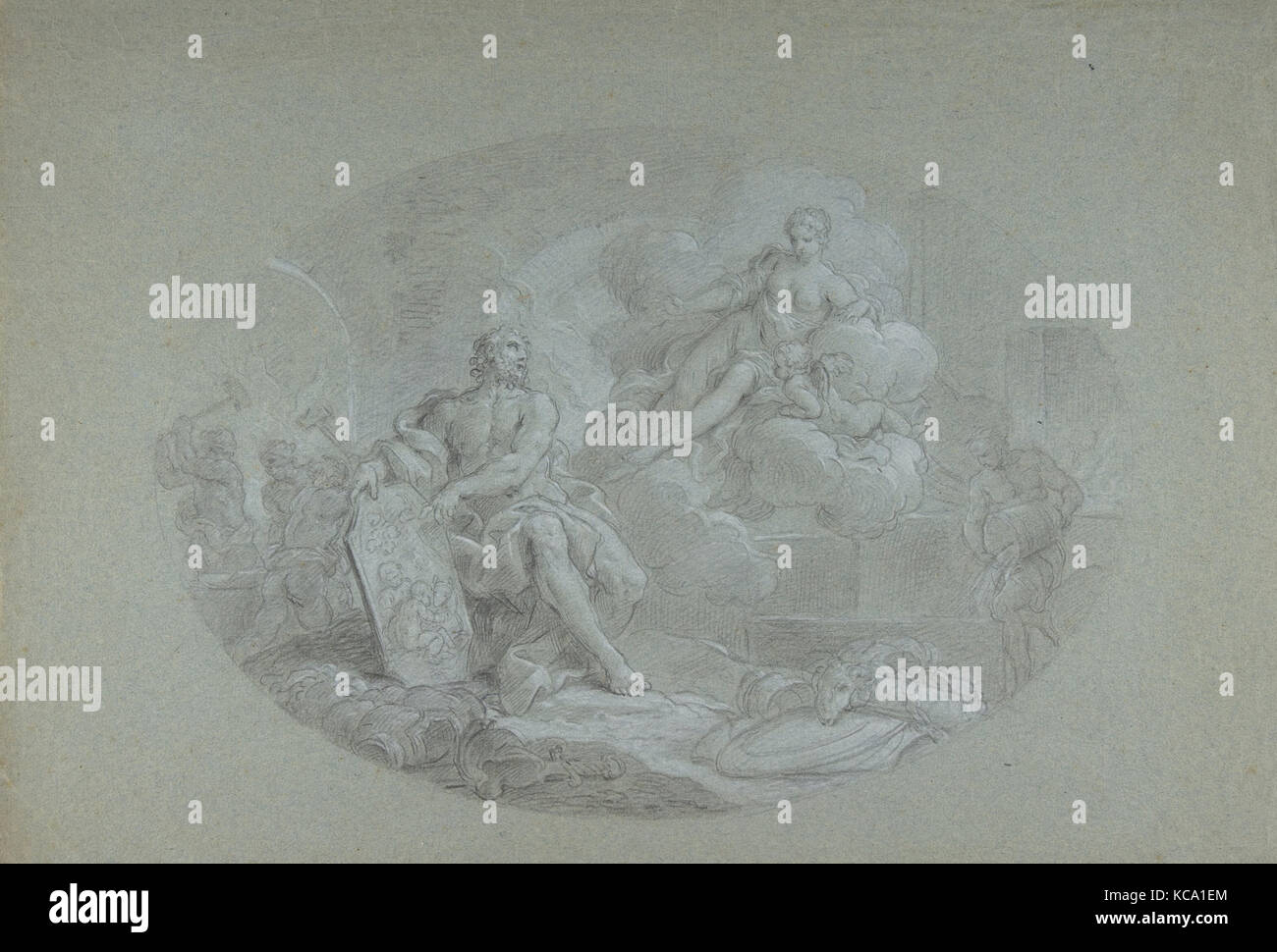 Venus en la fragua de Vulcano (Eneida VIII: 370 ff), Stefano Pozzi, 1699-1768 Foto de stock